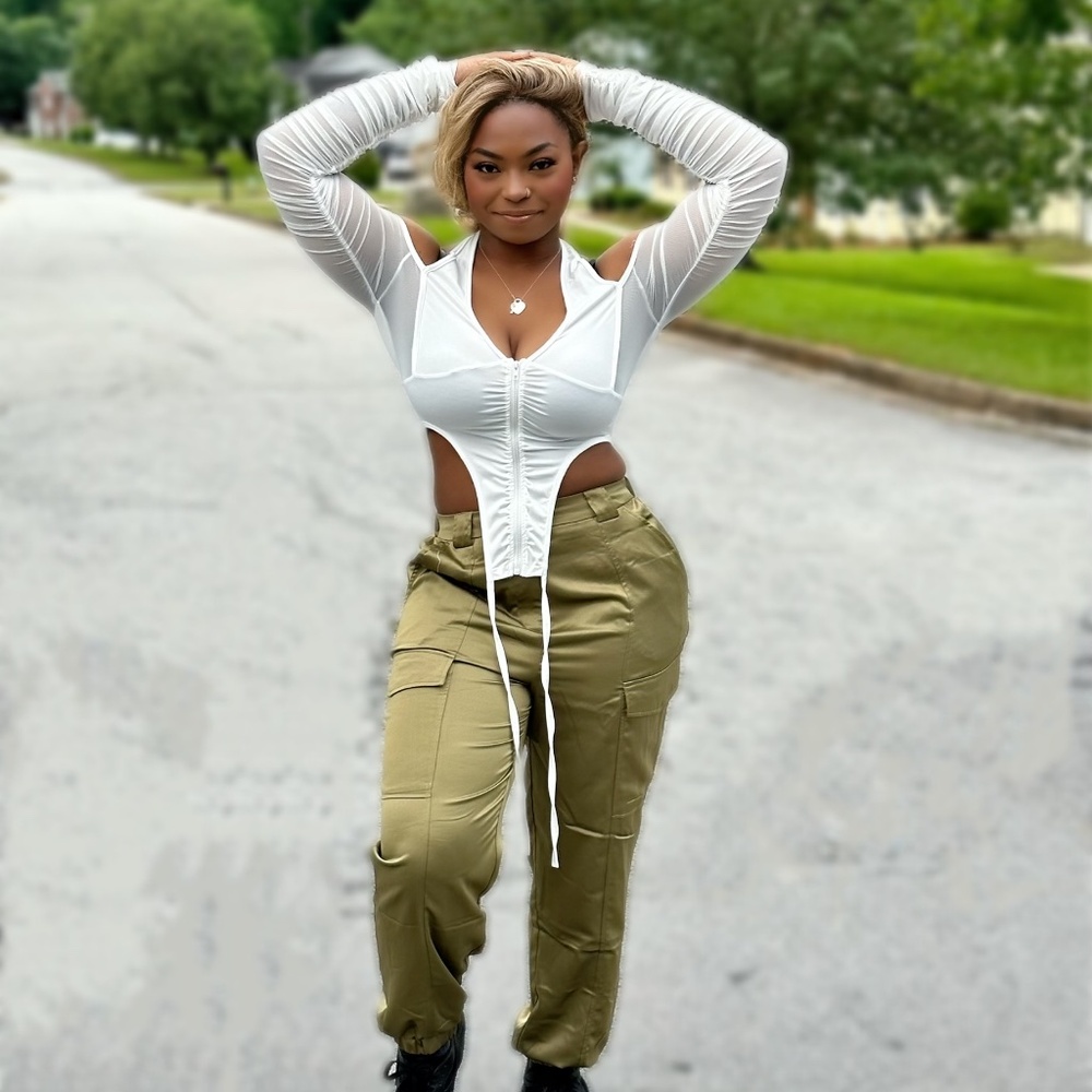 Olive Cargo Track Joggers - Women